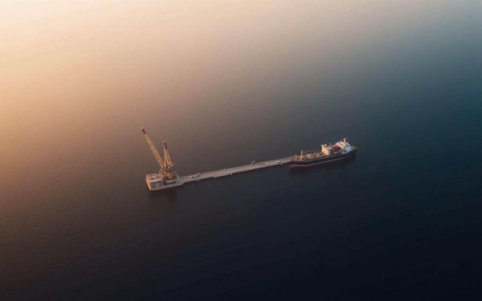 Aerial view of a fuel terminal at golden hour